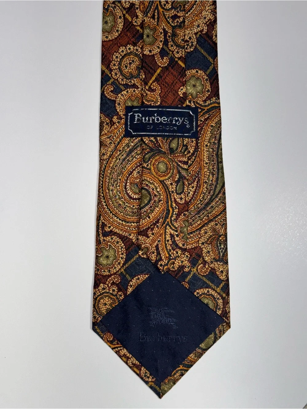 Burberry of London Plaid & Floral Pattern Mens 100% Silk Tie 56’ Made In USA